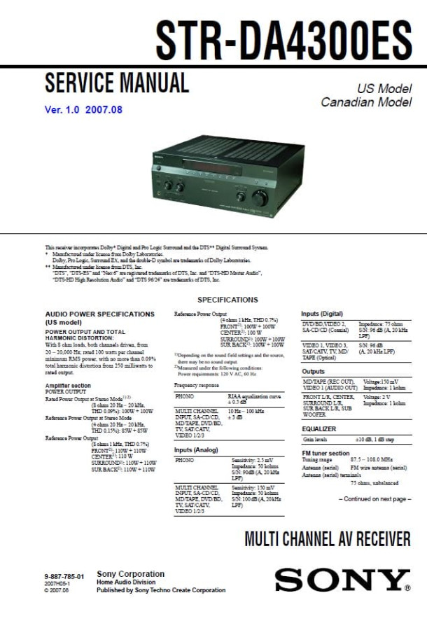 STR-DA4300ES Ver.1.0